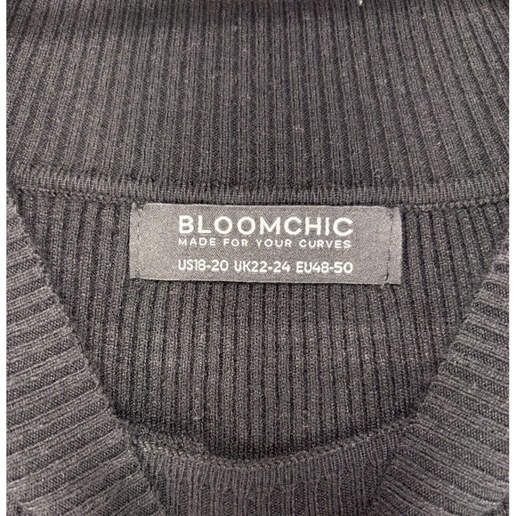 BloomChic Ribbed Sweater Dress 18 20 Black Bodycon Cutout Long Sleeve Plus - Picture 3 of 10